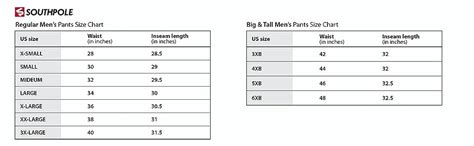 south pole pants|southpole size chart.